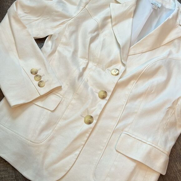 Apt. 9 Women’s Size 12 Off White Linen Blend Stretch Blazer Jacket - Picture 5 of 8